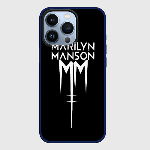 Чехол iPhone 13 Pro Marilyn manson rock n roll / 3D-Тёмно-синий – фото 1