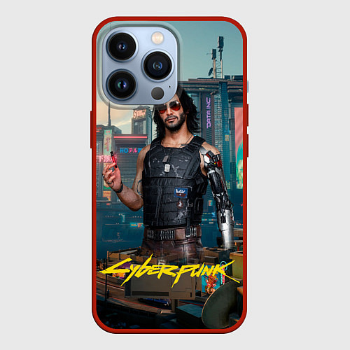 Чехол iPhone 13 Pro Vi Cyberpunk2077 / 3D-Красный – фото 1