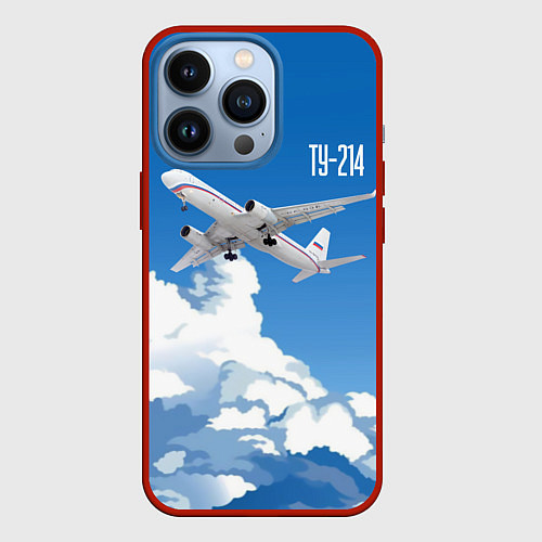 Чехол iPhone 13 Pro Самолет Ту-214 / 3D-Красный – фото 1