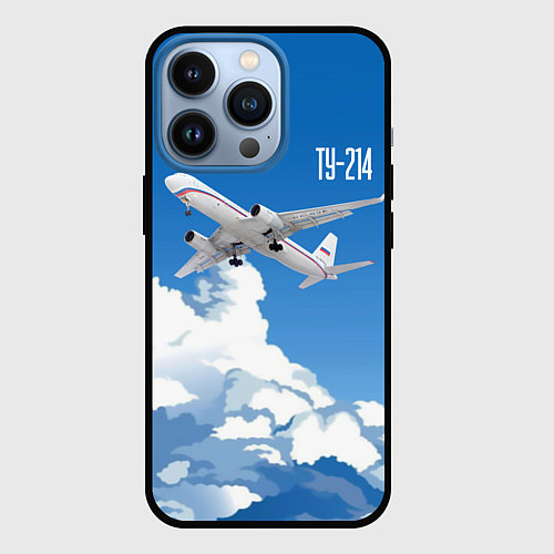 Чехол iPhone 13 Pro Самолет Ту-214 / 3D-Черный – фото 1