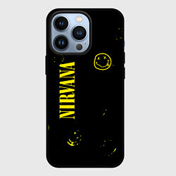 Чехол для iPhone 13 Pro Nirvana паттерн смайлы, цвет: 3D-черный