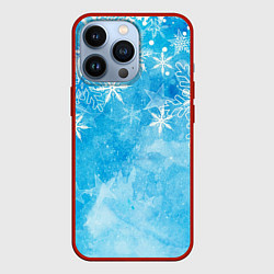 Чехол для iPhone 13 Pro Новогодние снежинки, цвет: 3D-красный