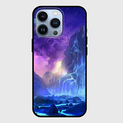 Чехол для iPhone 13 Pro Фантастический пейзаж Водопад Неон, цвет: 3D-черный