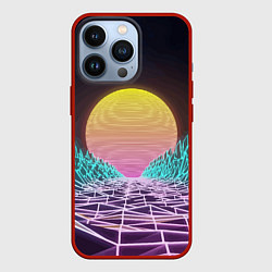 Чехол для iPhone 13 Pro Vaporwave Закат солнца в горах Neon, цвет: 3D-красный