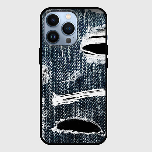 Чехол iPhone 13 Pro Джинсовое рваньё Fashion trend / 3D-Черный – фото 1