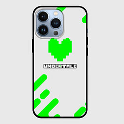 Чехол iPhone 13 Pro Undertale сердце зелёное