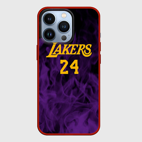 Чехол iPhone 13 Pro Lakers 24 фиолетовое пламя / 3D-Красный – фото 1