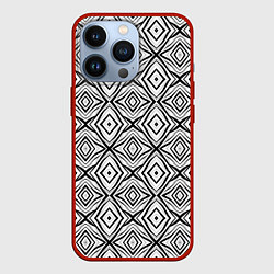 Чехол для iPhone 13 Pro Черно-белый абстрактный узор ромбы, цвет: 3D-красный