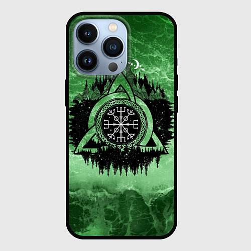 Чехол iPhone 13 Pro Вегвизир Рунический Компас 3D / 3D-Черный – фото 1