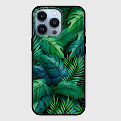 Чехол для iPhone 13 Pro Green plants pattern, цвет: 3D-черный
