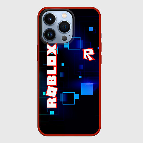 Чехол iPhone 13 Pro ROBLOX неоновые кубики / 3D-Красный – фото 1