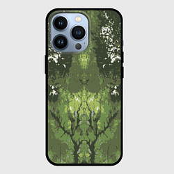 Чехол для iPhone 13 Pro Абстрактный,графический рисунок зеленого цвета, цвет: 3D-черный