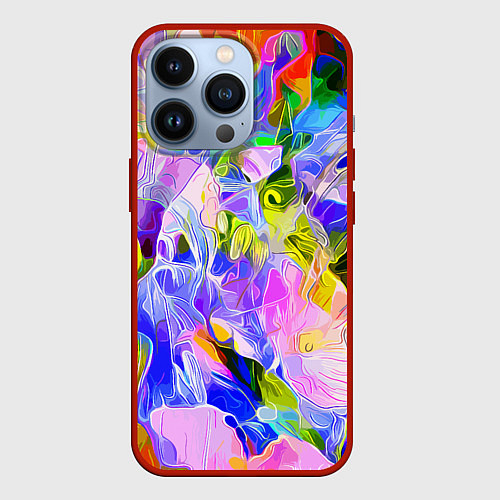 Чехол iPhone 13 Pro Красочный цветочный узор Весна - Лето 2023 Colorfu / 3D-Красный – фото 1