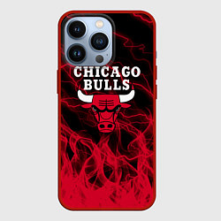 Чехол для iPhone 13 Pro CHICAGO BULLS ЧИКАГО БУЛЛС МОЛНИИ, цвет: 3D-красный