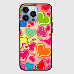 Чехол для iPhone 13 Pro ЛЮБОВНЫЕ СЕРДЕЧКИ LOVE HEARTS, цвет: 3D-черный
