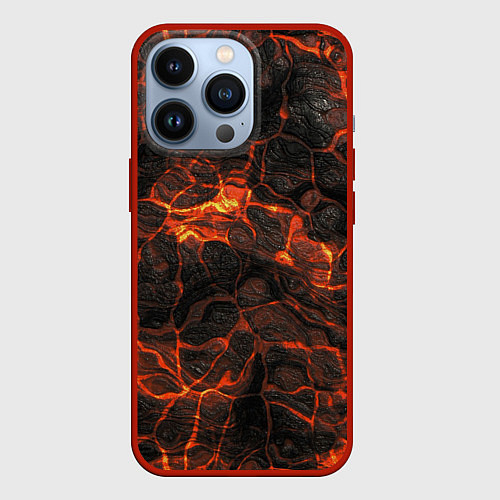 Чехол iPhone 13 Pro Лавовый камень / 3D-Красный – фото 1