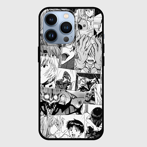 Чехол iPhone 13 Pro Евангелион паттерн / 3D-Черный – фото 1