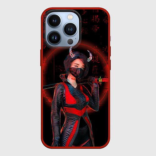 Чехол iPhone 13 Pro Neon oni кунаичи / 3D-Красный – фото 1