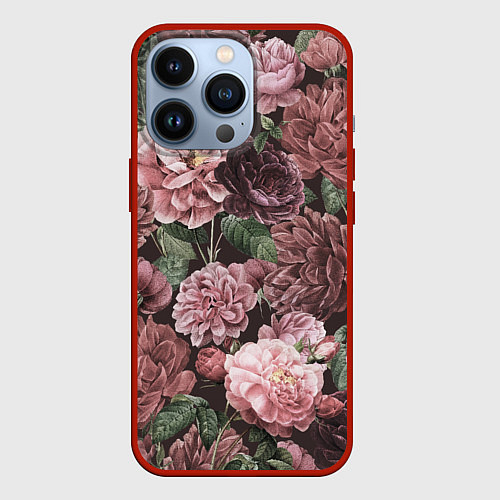 Чехол iPhone 13 Pro Цветы Полные Любви / 3D-Красный – фото 1