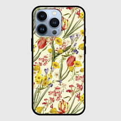 Чехол для iPhone 13 Pro Цветы Весенние Тюльпаны, цвет: 3D-черный