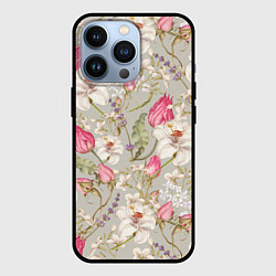 Чехол для iPhone 13 Pro Цветы Ностальгические Белые Лилии, цвет: 3D-черный