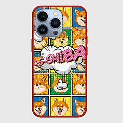 Чехол для iPhone 13 Pro Pop art shiba inu, цвет: 3D-красный