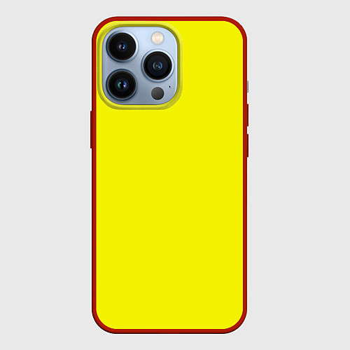 Чехол iPhone 13 Pro Однотонный неоновый лимонный желтый тон / 3D-Красный – фото 1