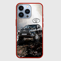Чехол для iPhone 13 Pro Toyota Land Cruiser 200 в пещере со скальными рису, цвет: 3D-красный