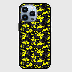 Чехол для iPhone 13 Pro Камуфляж Пиксельный Чёрно-Жёлтый, цвет: 3D-черный