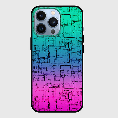 Чехол iPhone 13 Pro Абстрактный узор на розово-бирюзовом градиентном ф / 3D-Черный – фото 1