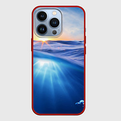 Чехол для iPhone 13 Pro Грань между небом и водой, цвет: 3D-красный