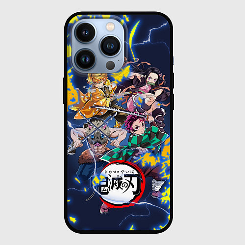 Чехол iPhone 13 Pro КЛИНОК, РАССЕКАЮЩИЙ ДЕМОНОВ ГЛАВНЫЕ ГЕРОИ / 3D-Черный – фото 1