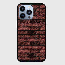 Чехол для iPhone 13 Pro Стена из кирпича терракотового цвета Лофт, цвет: 3D-черный