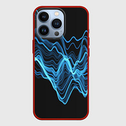 Чехол для iPhone 13 Pro Синие волны-молнии, цвет: 3D-красный