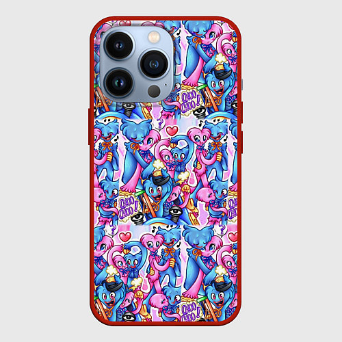 Чехол iPhone 13 Pro POPPY PLAYTIME HAGGY WAGGY AND KISSY MISSY LOVE / 3D-Красный – фото 1