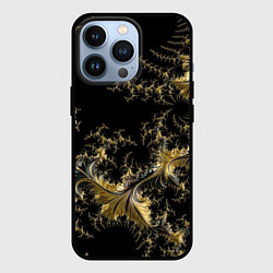Чехол для iPhone 13 Pro Черный с золотым фрактал мини Абстракция, цвет: 3D-черный