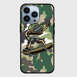 Чехол iPhone 13 Pro Человек - телевизор на скейте