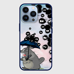 Чехол для iPhone 13 Pro Тоторо бегущий от чернушек, цвет: 3D-тёмно-синий