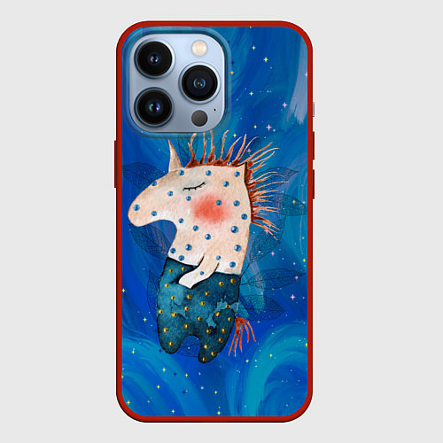 Чехол iPhone 13 Pro Конь в звездочках / 3D-Красный – фото 1