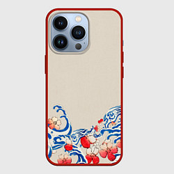 Чехол для iPhone 13 Pro Японский орнамент волн, цвет: 3D-красный