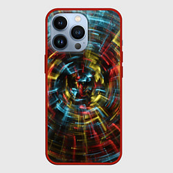 Чехол для iPhone 13 Pro Абстрактные шарообразные лучи - Жёлтый и красный, цвет: 3D-красный