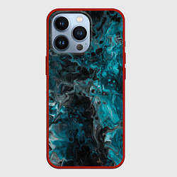 Чехол для iPhone 13 Pro Неоновая краска во тьме - Светло-синий, цвет: 3D-красный
