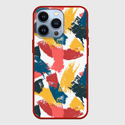 Чехол для iPhone 13 Pro Мазки краской Паттерн, цвет: 3D-красный