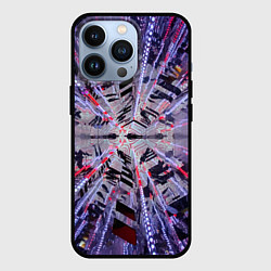 Чехол для iPhone 13 Pro Неоновый абстрактный коридор - Фиолетовый, цвет: 3D-черный