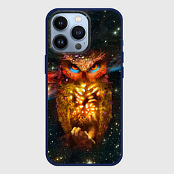 Чехол для iPhone 13 Pro Космический взгляд совы, цвет: 3D-тёмно-синий