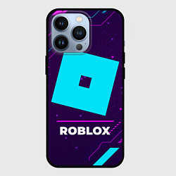 Чехол для iPhone 13 Pro Символ Roblox в неоновых цветах на темном фоне, цвет: 3D-черный
