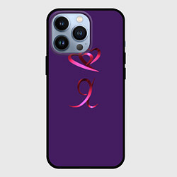 Чехол для iPhone 13 Pro Два объемных розовых сердца и буква Я, цвет: 3D-черный
