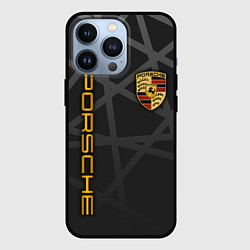 Чехол для iPhone 13 Pro PORSCHE : ГЕОМЕТРИЧЕСКИЕ ЛИНИИ, цвет: 3D-черный