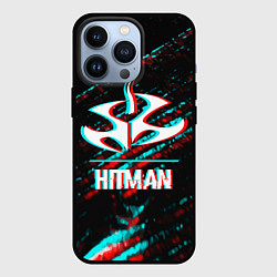 Чехол для iPhone 13 Pro Hitman в стиле Glitch и Баги Графики на темном фон, цвет: 3D-черный