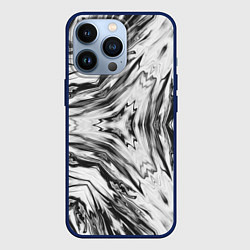 Чехол для iPhone 13 Pro Черно-белый абстрактный узор Трио, цвет: 3D-тёмно-синий